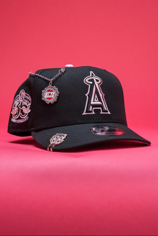 NEW ERA EXCLUSIVE 9FIFTY BLACK ANAHEIM ANGELS SNAPBACK W/ 35TH ANNIVERSARY SIDE PATCH