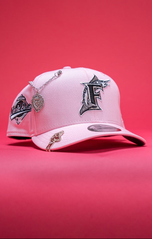 NEW ERA EXCLUSIVE 9FIFTY PINK MIAMI MARLINS SNAPBACK W/ 1997 WORLD SERIES SIDE PATCH