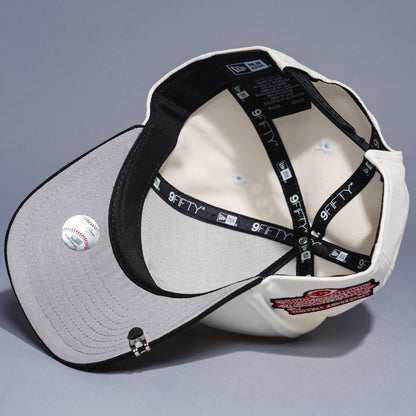 NEW ERA 9FIFTY A-FRAME CHROME/BLACK UPSIDE DOWN CINCINNATI REDS SNAPBACK W/ STADIUM SIDE PATCH