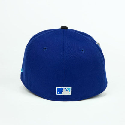 NEW ERA EXCLUSIVE 59FIFTY DARK BLUE/ BLACK CHICAGO CUBS W/ "BE ALERT FOR FOUL BALLS" SIDE PATCH
