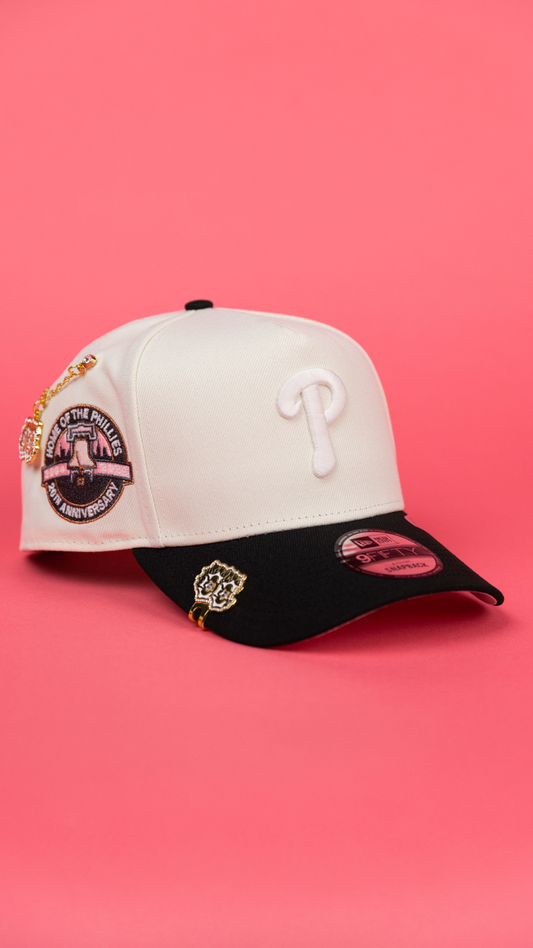 NEW ERA 9FIFTY A-FRAME CHROME/ BLACK PHILADELPHIA PHILLIES SNAPBACK W/ 20TH ANNIVERSARY SIDE PATCH