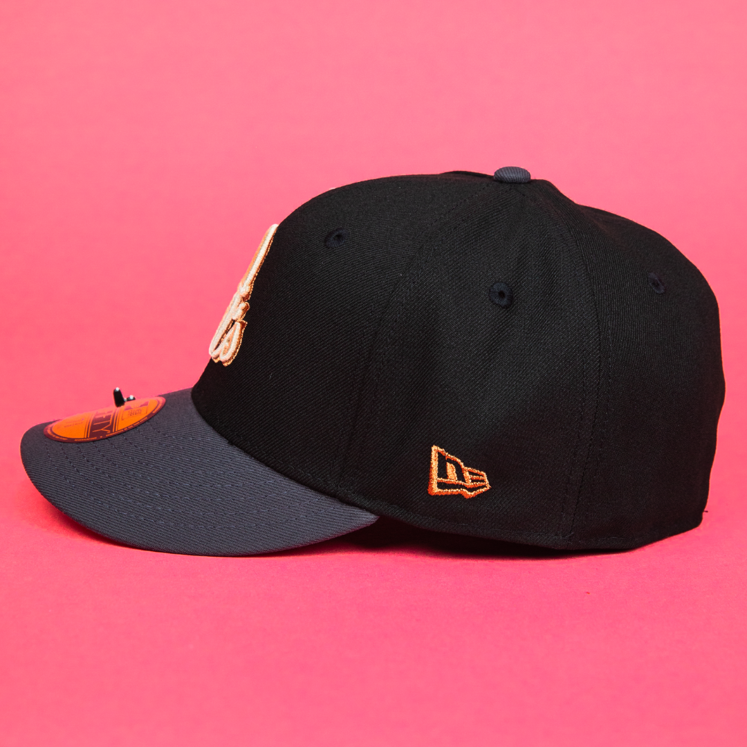 NEW ERA EXCLUSIVE 59FIFTY BLACK/ GREY BALTIMORE ORIOLES W/ 30TH ANNIVERSARY SIDE PATCH