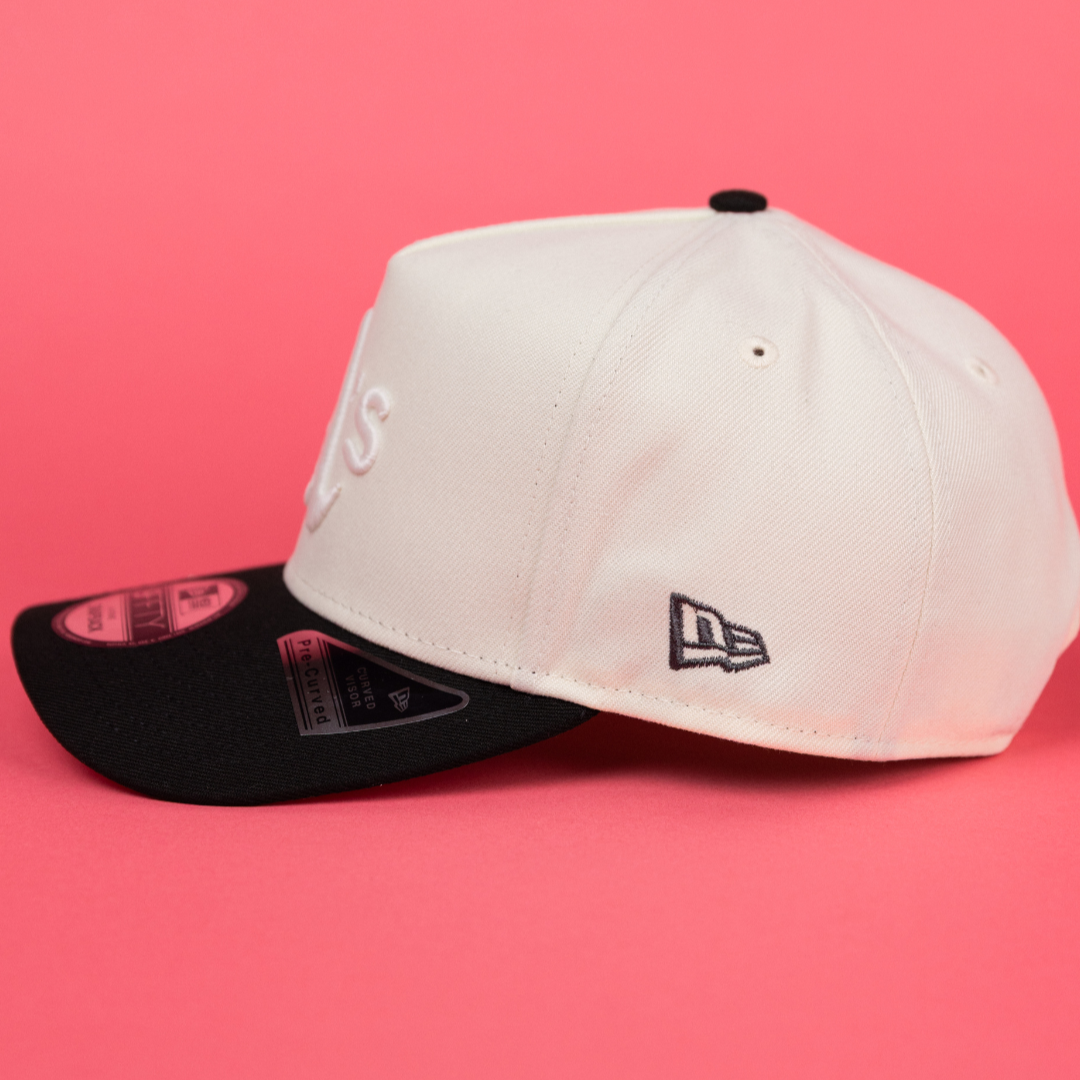 NEW ERA 9FIFTY A-FRAME CHROME/ BLACK OAKLAND A'S W/ RICKEY HENDERSON SIDE PATCH