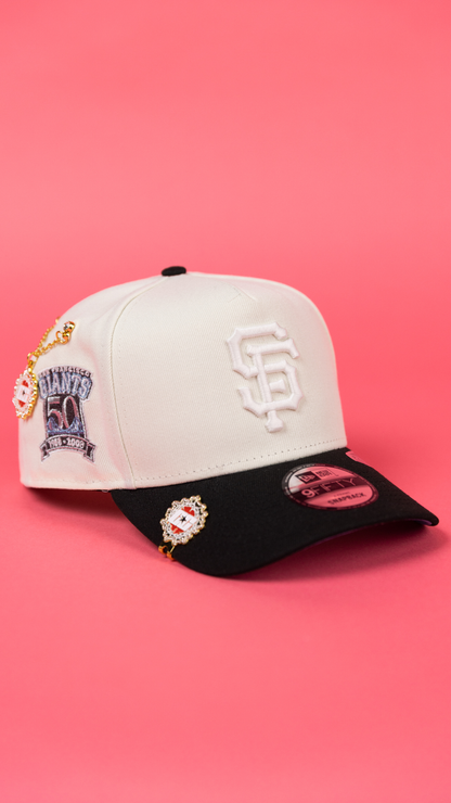 NEW ERA 9FIFTY A-FRAME CHROME/ BLACK SAN FRANCISCO GIANTS SNAPBACK W/ 50TH ANNIVERSARY SIDE PATCH