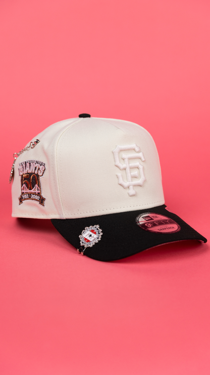 NEW ERA 9FIFTY A-FRAME CHROME/ BLACK SAN FRANCISCO GIANTS SNAPBACK W/ 50TH ANNIVERSARY SIDE PATCH