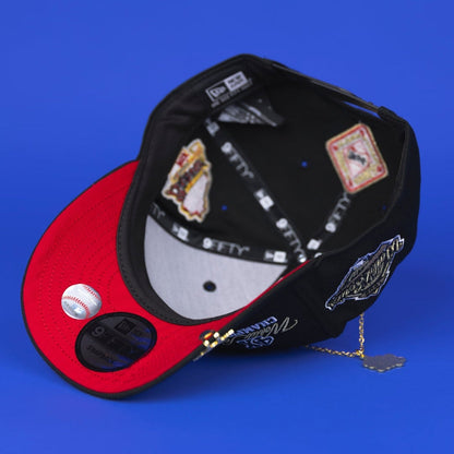 NEW ERA EXCLUSIVE 9FIFTY BLACK ATLANTA BRAVES SNAPBACK W/ WORLD SERIES EMBROIDERY PATCHES