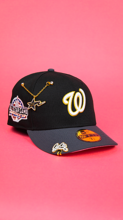 NEW ERA EXCLUSIVE 59FIFTY BLACK/ GREY WASHINGTON NATIONALS W/ ALL STAR GAME SIDE PATCH