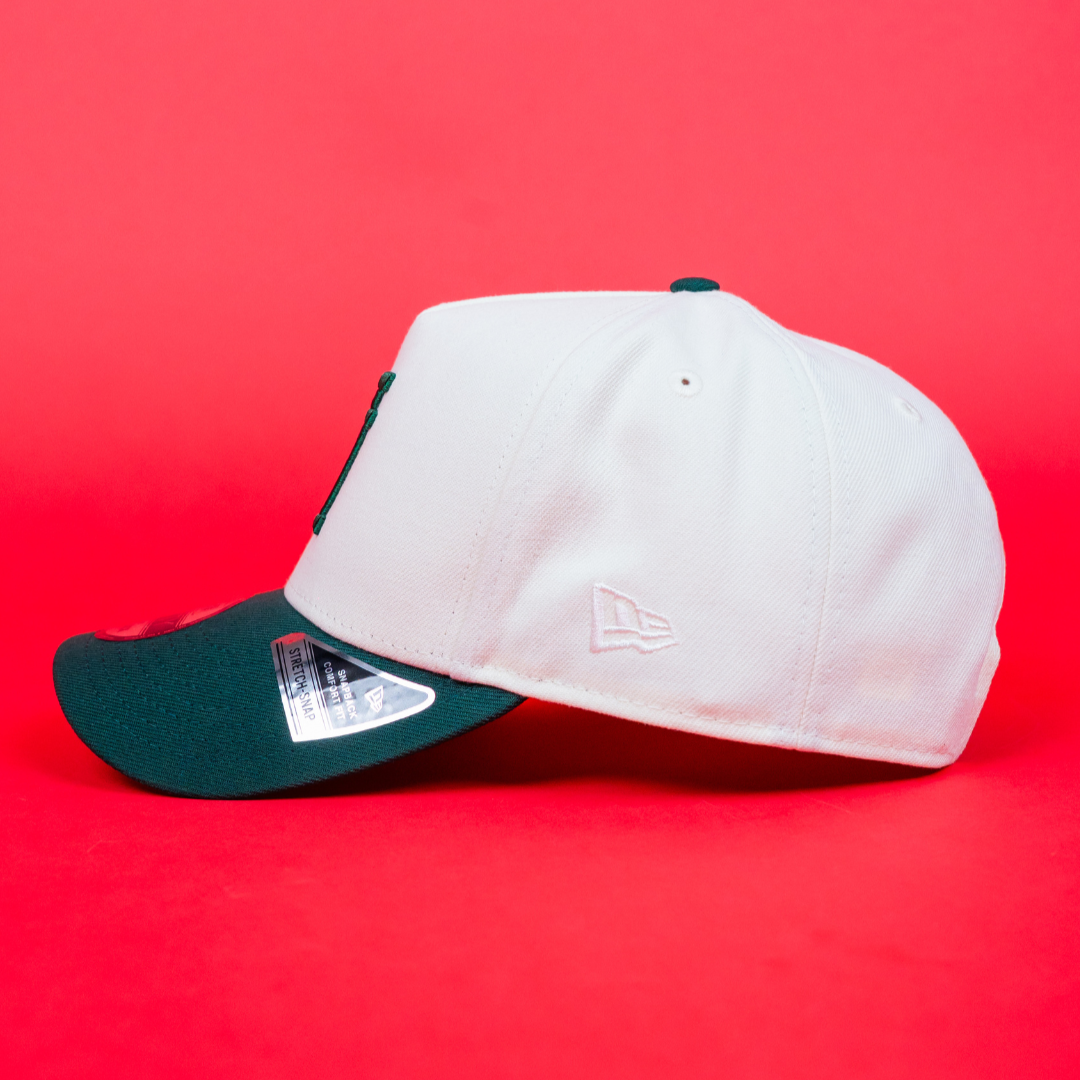 NEW ERA 9FIFTY A-FRAME CHROME/ FOREST GREEN UPSIDE DOWN LOS ANGELES DODGERS TWO TONE SNAPBACK