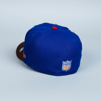 NEW ERA EXCLUSIVE 59FIFTY DARK BLUE/ BROWN LOS ANGELES RAMS SCRIPT W/ SIDE PATCH