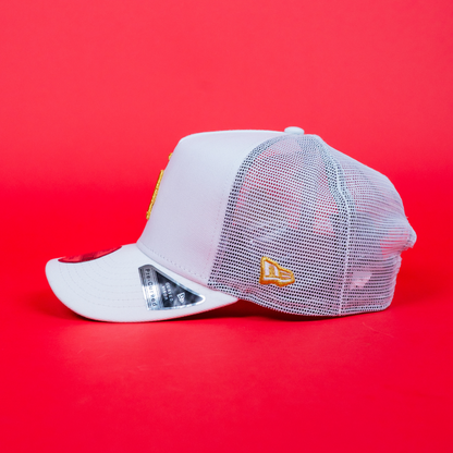 NEW ERA 9FIFTY A-FRAME WHITE LOS ANGELES DODGERS MESHBACK W/ 2024 WORLD SERIES CHAMPIONS SIDE PATCH