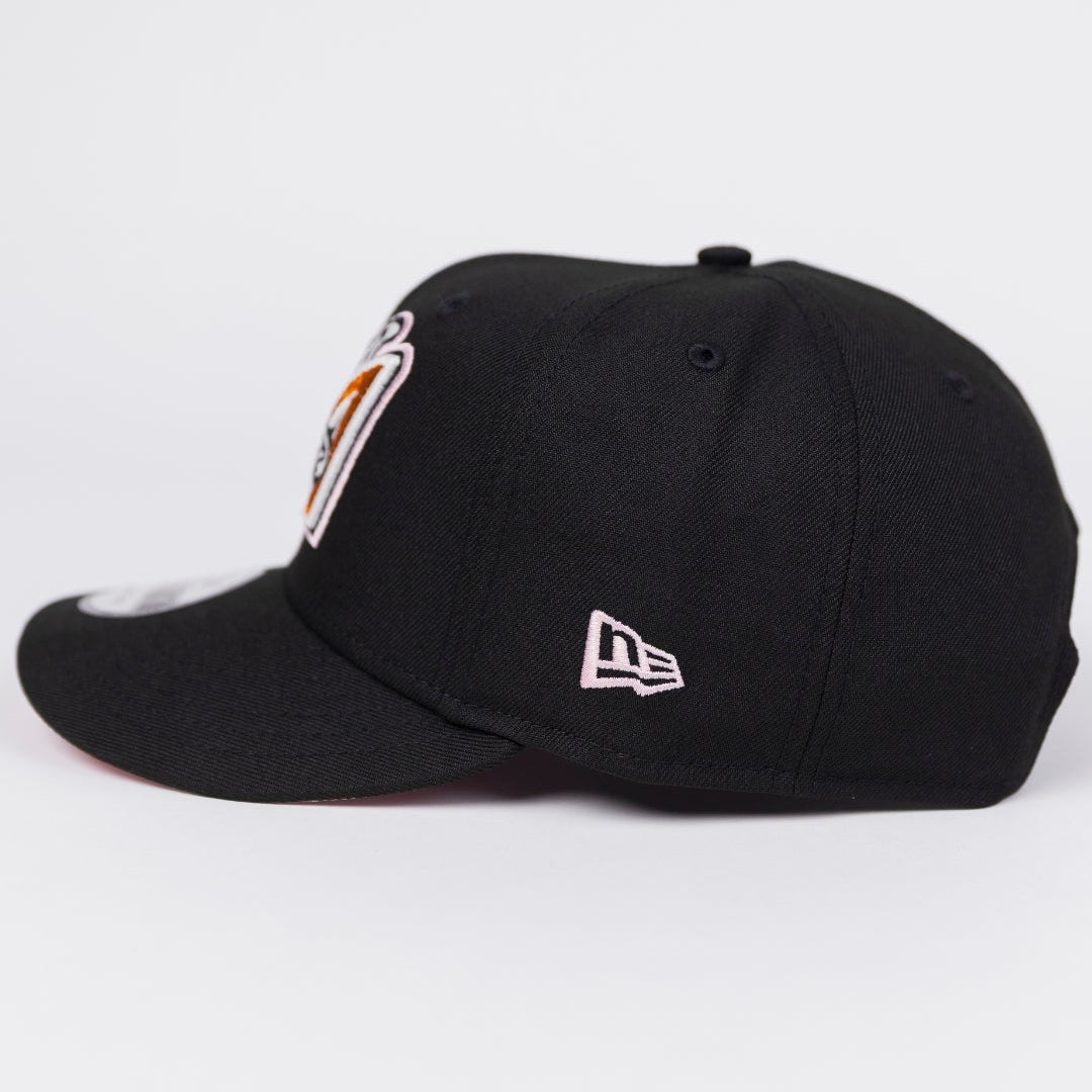 NEW ERA EXCLUSIVE 9FIFTY BLACK ANAHEIM ANGELS SNAPBACK W/ 50TH ANNIVERSARY SIDE PATCH