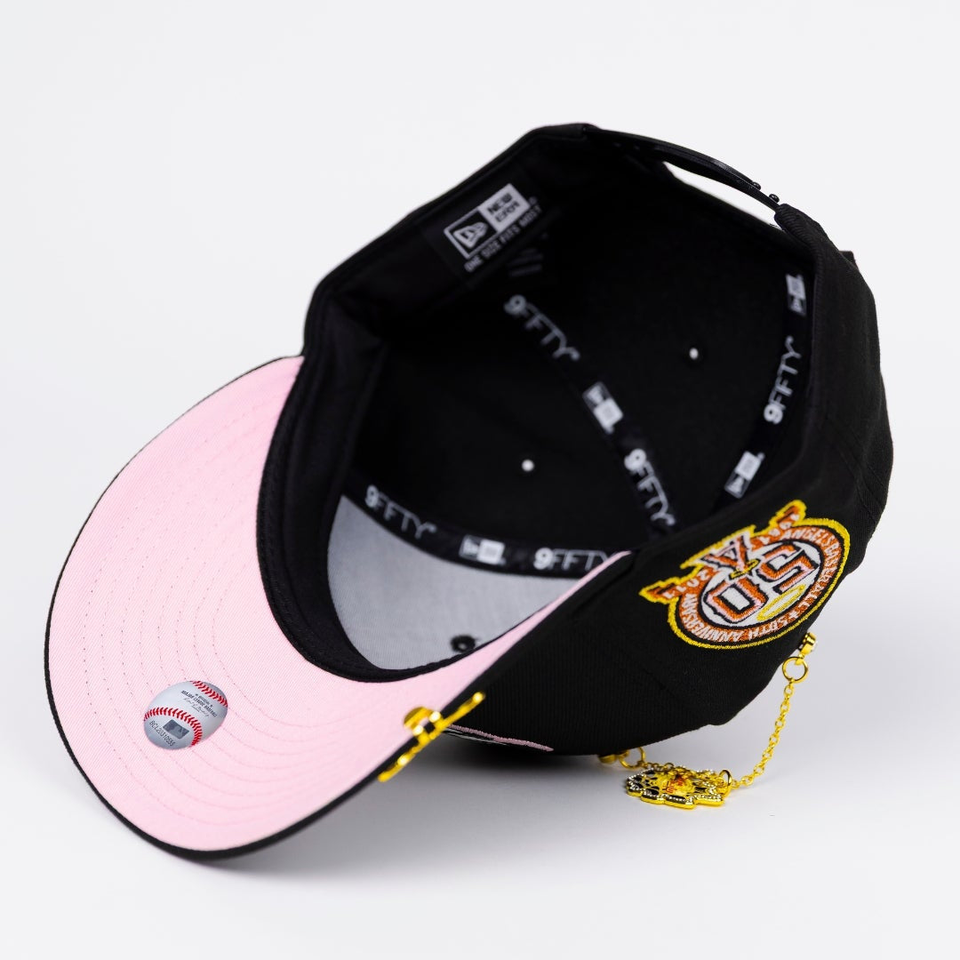 NEW ERA EXCLUSIVE 9FIFTY BLACK ANAHEIM ANGELS SNAPBACK W/ 50TH ANNIVERSARY SIDE PATCH