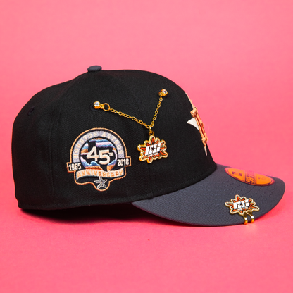 NEW ERA EXCLUSIVE 59FIFTY BLACK/ GREY HOUSTON ASTROS W/ 45TH ANNIVERSARY SIDE PATCH