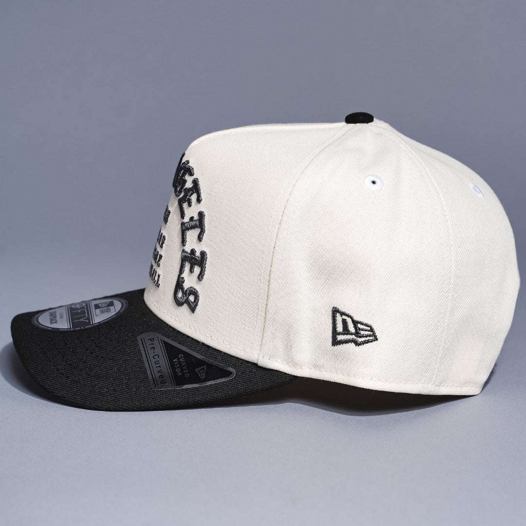 NEW ERA 9FIFTY A-FRAME CHROME/BLACK LOS ANGELES DODGERS 1958 MLB SCRIPT SNAPBACK W/ 40TH ANNIVERSARY SIDE PATCH