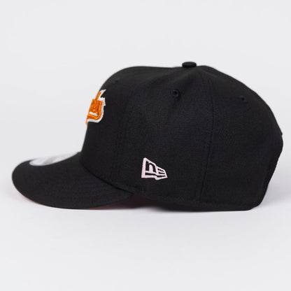 NEW ERA EXCLUSIVE 9FIFTY BLACK LOS ANGELES DODGERS SCRIPT SNAPBACK W/ DODGER STADIUM SIDE PATCH