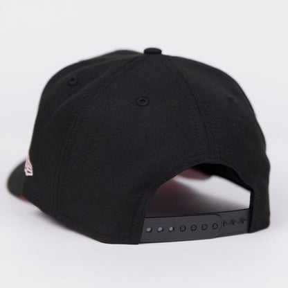NEW ERA EXCLUSIVE 9FIFTY BLACK LOS ANGELES DODGERS SCRIPT SNAPBACK W/ DODGER STADIUM SIDE PATCH