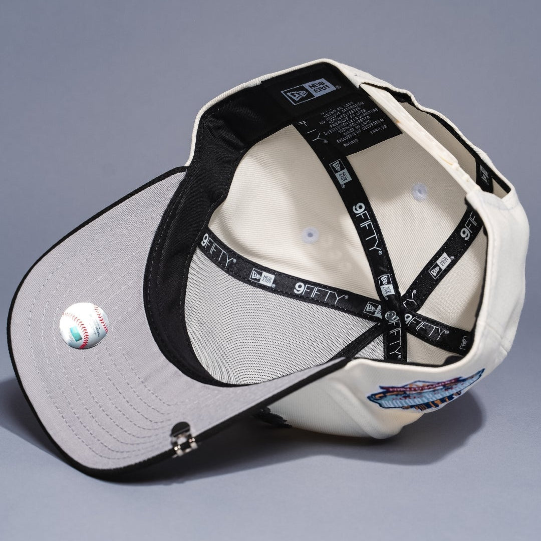 NEW ERA 9FIFTY A-FRAME CHROME/BLACK LOS ANGELES DODGERS 1958 MLB SCRIPT SNAPBACK W/ 40TH ANNIVERSARY SIDE PATCH