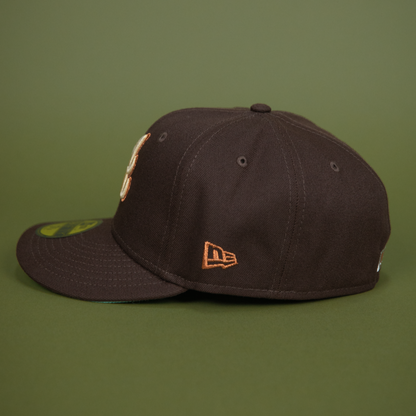 NEW ERA EXCLUSIVE 59FIFTY DARK BROWN ATLANTA BRAVES W/ 1999 WORLD SERIES SIDE PATCH