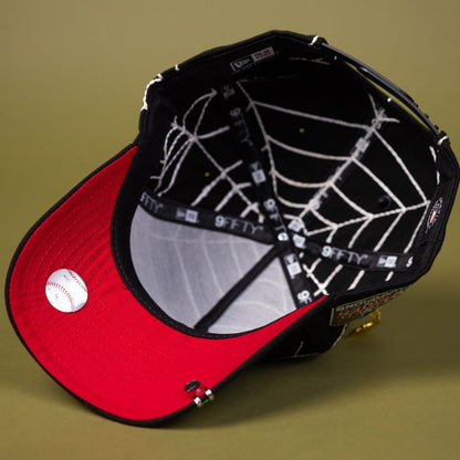 NEW ERA EXCLUSIVE 9FIFTY A-FRAME BLACK LOS ANGELES DODGERS SNAPBACK W/ SPIDER WEB + WORLD SERIES CHAMPIONS SIDE PATCH