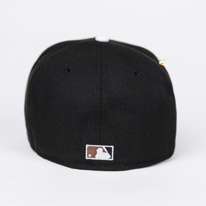 NEW ERA EXCLUSIVE 59FIFTY BLACK/ BROWN LOS ANGELES ANGELS W/ 60TH ANNIVERSARY SIDE PATCH
