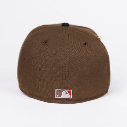 NEW ERA EXCLUSIVE 59FIFTY BROWN/ BLACK LOS ANGELES ANGELS W/ 50TH ANNIVERSARY SIDE PATCH