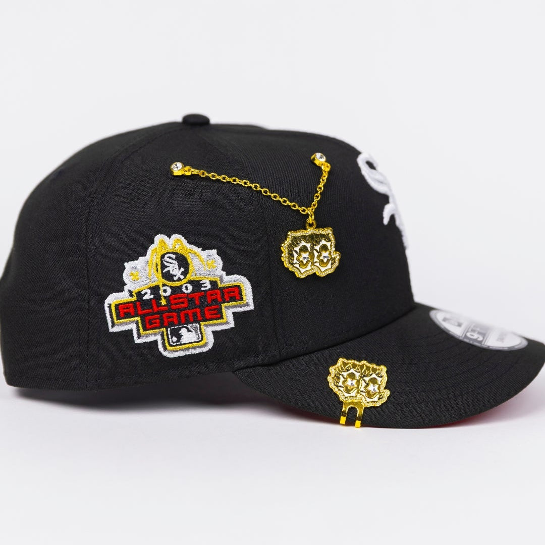 NEW ERA EXCLUSIVE 9FIFTY BLACK CHICAGO WHITE SOX SNAPBACK W/ RED ROSES + 2003 ALL STAR GAME SIDE PATCH