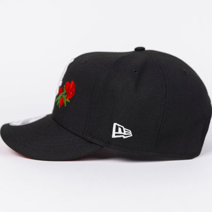 NEW ERA EXCLUSIVE 9FIFTY BLACK CHICAGO WHITE SOX SNAPBACK W/ RED ROSES + 2003 ALL STAR GAME SIDE PATCH