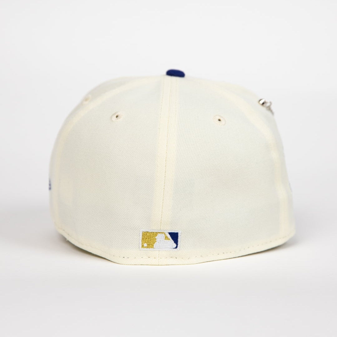 NEW ERA EXCLUSIVE 59FIFTY CHROME/ BLUE LOS ANGELES DODGERS "CITY OF ANGELS" W/ 50TH ANNIVERSARY SIDE PATCH