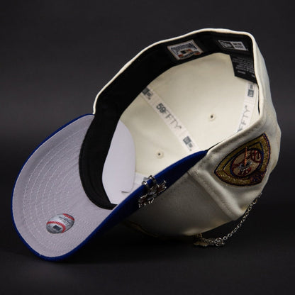 NEW ERA EXCLUSIVE 59FIFTY CHROME/ BLUE NEW YORK YANKEES W/ WORLD SERIES SIDE PATCH