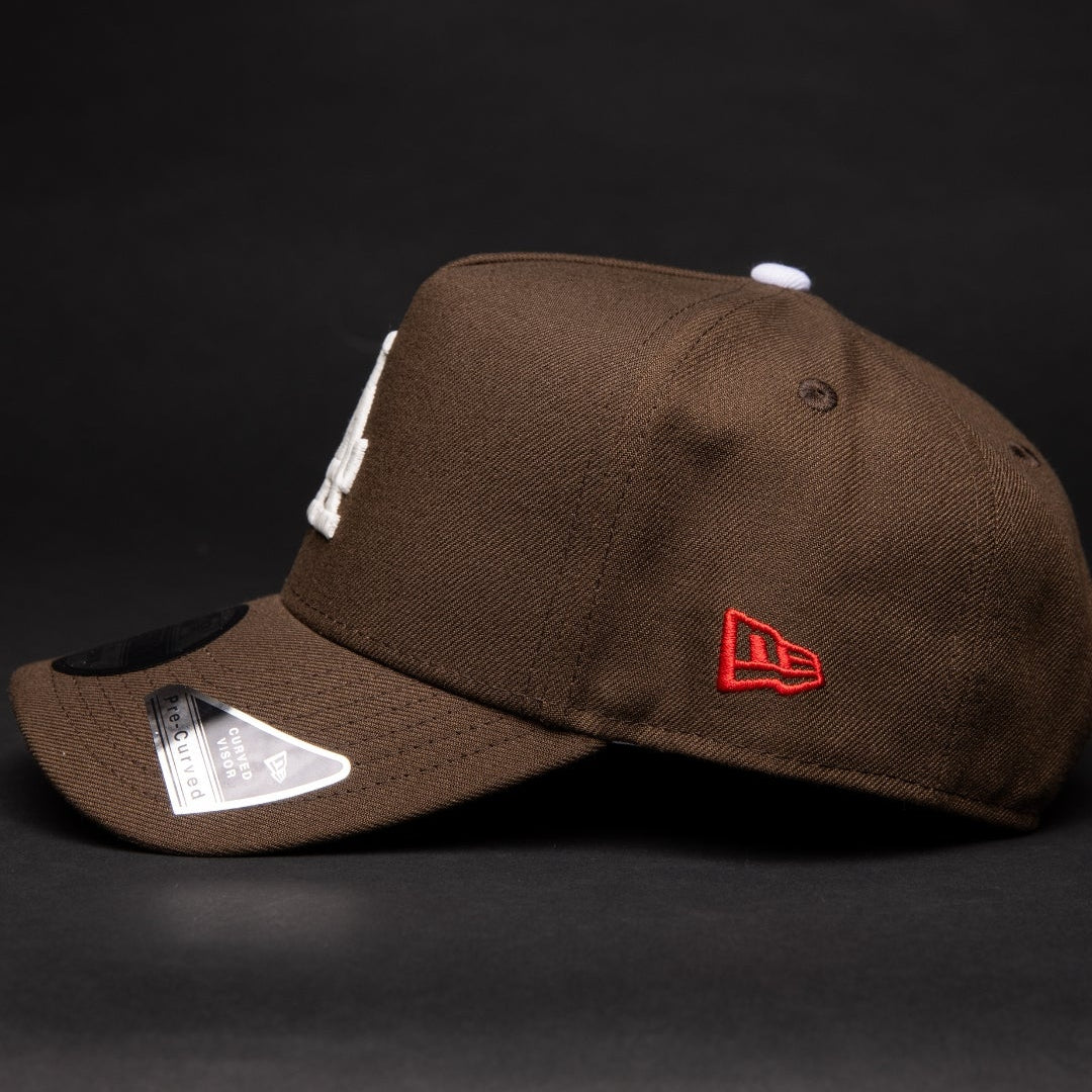 NEW ERA 9FIFTY A-FRAME BROWN LOS ANGELES DODGERS SNAPBACK W/ 100TH ANNIVERSARY SIDE PATCH