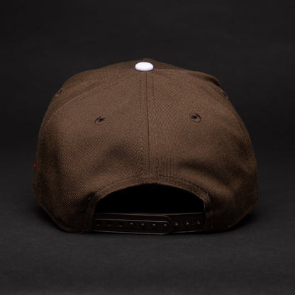 NEW ERA 9FIFTY A-FRAME BROWN LOS ANGELES DODGERS SNAPBACK W/ 100TH ANNIVERSARY SIDE PATCH