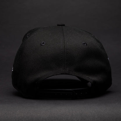NEW ERA 9FIFTY A-FRAME BLACK LOS ANGELES DODGERS SNAPBACK W/ BLUE ROSE + 75TH WORLD SERIES SIDE PATCH