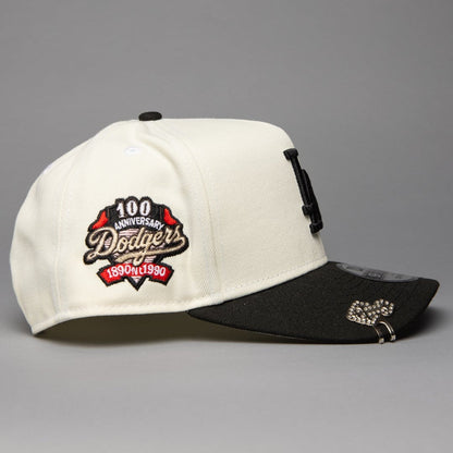NEW ERA 9FIFTY A-FRAME CHROME/BLACK LOS ANGELES DODGERS SNAPBACK W/ 100TH ANNIVERSARY SIDE PATCH