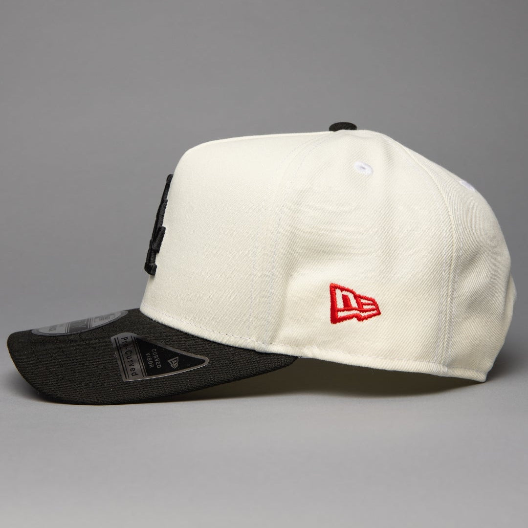 NEW ERA 9FIFTY A-FRAME CHROME/BLACK LOS ANGELES DODGERS SNAPBACK W/ 100TH ANNIVERSARY SIDE PATCH