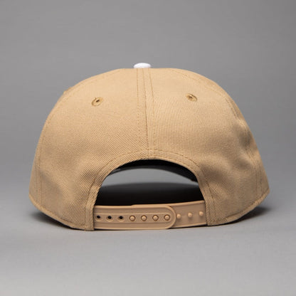 NEW ERA 9FIFTY A-FRAME LIGHT KHAKI LOS ANGELES DODGERS W/ RED ROSE + DODGER STADIUM SIDE PATCH