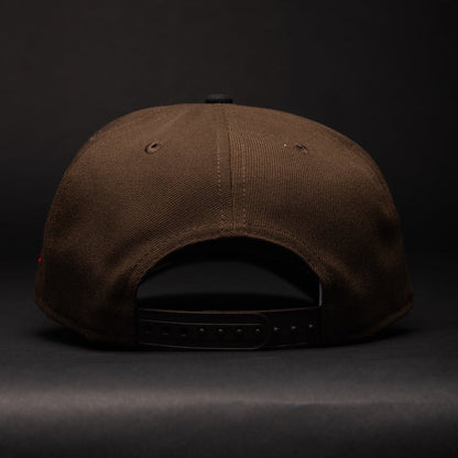 NEW ERA 9FIFTY A-FRAME BROWN/BLACK LOS ANGELES DODGERS SNAPBACK W/ 75TH ANNIVERSARY SIDE PATCH