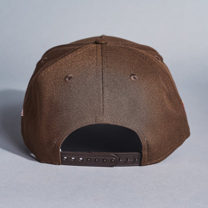 NEW ERA 9FIFTY A-FRAME BROWN TORONTO BLUE JAYS SNAPBACK W/ FLORAL EMBROIDERY + WORLD SERIES SIDE PATCH