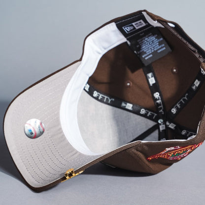 NEW ERA 9FIFTY A-FRAME BROWN TORONTO BLUE JAYS SNAPBACK W/ FLORAL EMBROIDERY + WORLD SERIES SIDE PATCH
