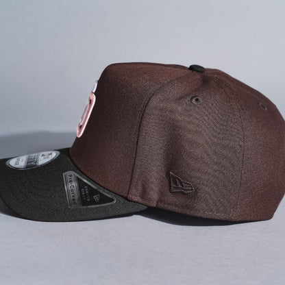 NEW ERA 9FIFTY A-FRAME DARK BROWN/BLACK SAN DIEGO PADRES SNAPBACK W/ 50TH ANNIVERSARY SIDE PATCH