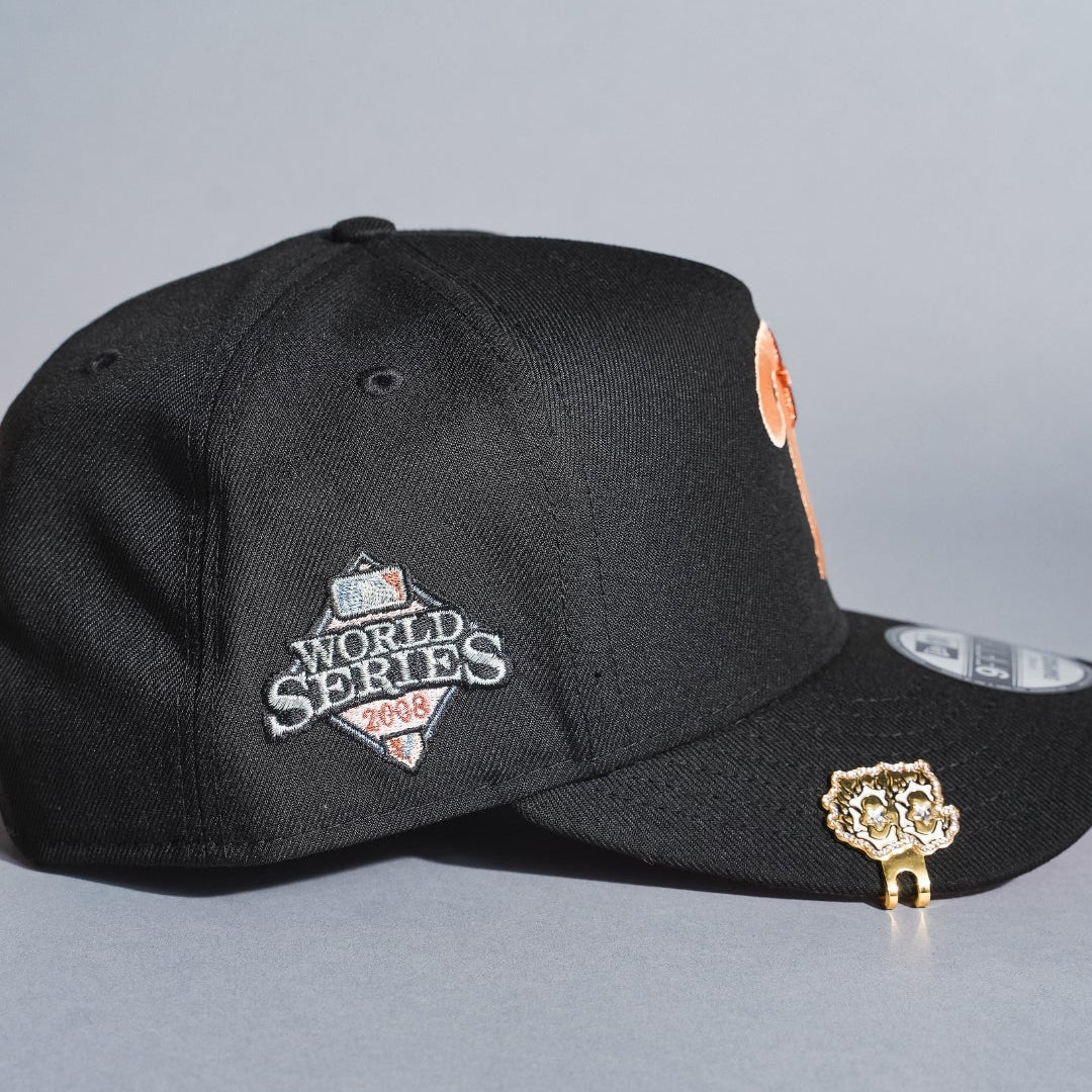 NEW ERA 9FIFTY A-FRAME BLACK PHILADELPHIA PHILLIES SNAPBACK W/ WORLD SERIES SIDE PATCH
