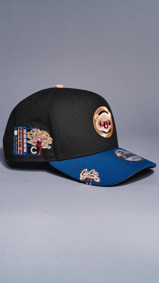 NEW ERA 9FIFTY A-FRAME BLACK/BLUE CHICAGO CUBS SNAPBACK W/ TOKYO SERIES SIDE PATCH