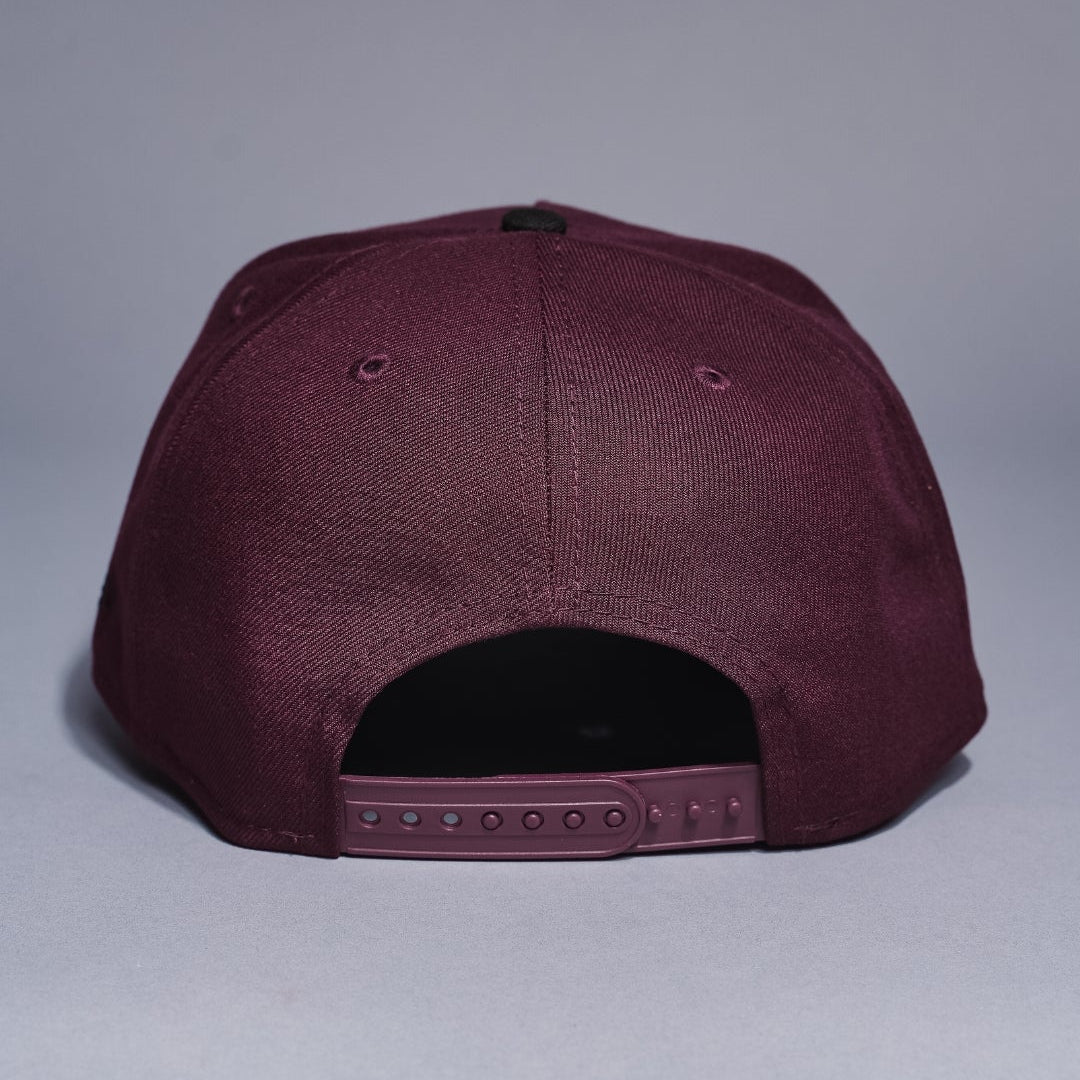 NEW ERA 9FIFTY A-FRAME BURGUNDY/BLACK MINNESOTA TWINS SNAPBACK W/ 60TH ANNIVERSARY SIDE PATCH