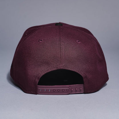 NEW ERA 9FIFTY A-FRAME BURGUNDY/BLACK MINNESOTA TWINS SNAPBACK W/ 60TH ANNIVERSARY SIDE PATCH
