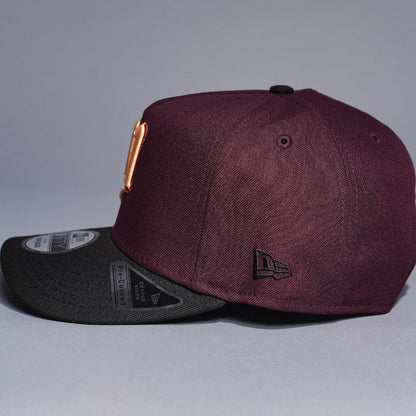 NEW ERA 9FIFTY A-FRAME BURGUNDY/BLACK MINNESOTA TWINS SNAPBACK W/ 60TH ANNIVERSARY SIDE PATCH