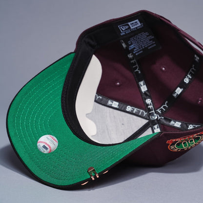 NEW ERA 9FIFTY A-FRAME BURGUNDY/BLACK MINNESOTA TWINS SNAPBACK W/ 60TH ANNIVERSARY SIDE PATCH