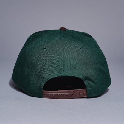 NEW ERA 9FIFTY A-FRAME FOREST GREEN/BROWN LOS ANGELES DODGERS SNAPBACK W/ DODGER STADIUM SIDE PATCH