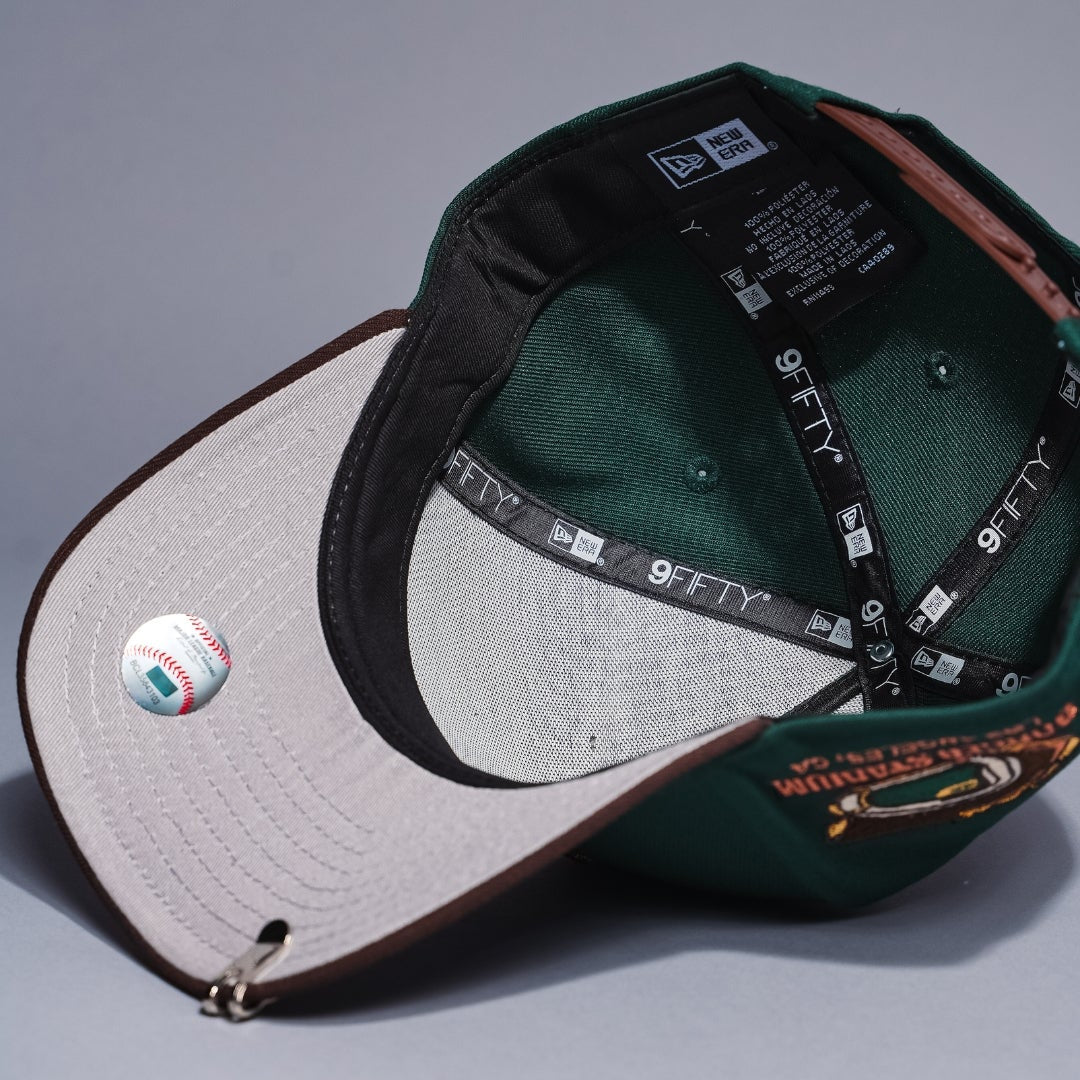 NEW ERA 9FIFTY A-FRAME FOREST GREEN/BROWN LOS ANGELES DODGERS SNAPBACK W/ DODGER STADIUM SIDE PATCH