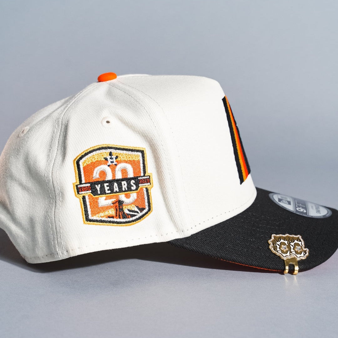 NEW ERA 9FIFTY A-FRAME CHROME/BLACK HOUSTON ASTROS SNAPBACK W/ 20TH ANNIVERSARY SIDE PATCH