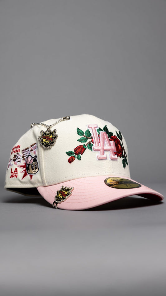 NEW ERA EXCLUSIVE 59FIFTY CHROME/PINK LOS ANGELES DODGERS W/ EMBROIDERY + SHOHEI OHTANI SIDE PATCH