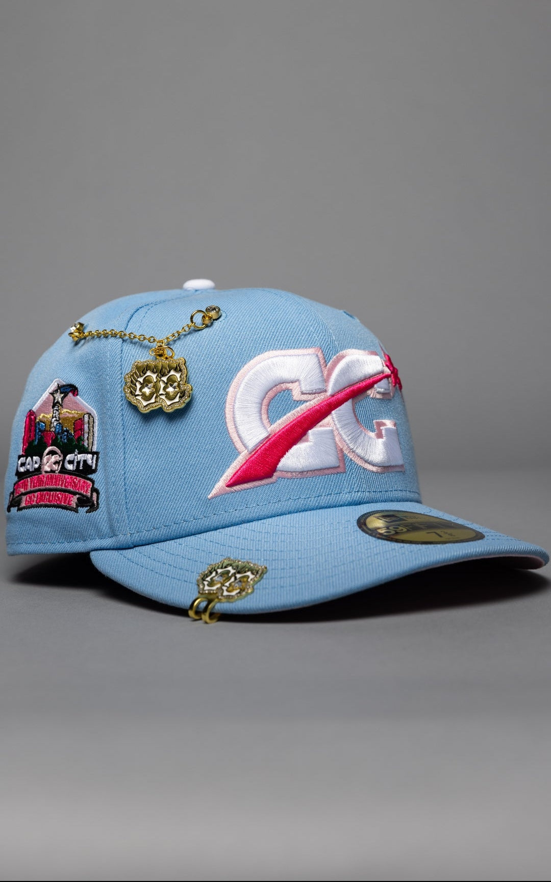 NEW ERA EXCLUSIVE 59FIFTY ICY BLUE "CAP CITY" W/ 15TH ANNIVERSARY SIDE PATCH